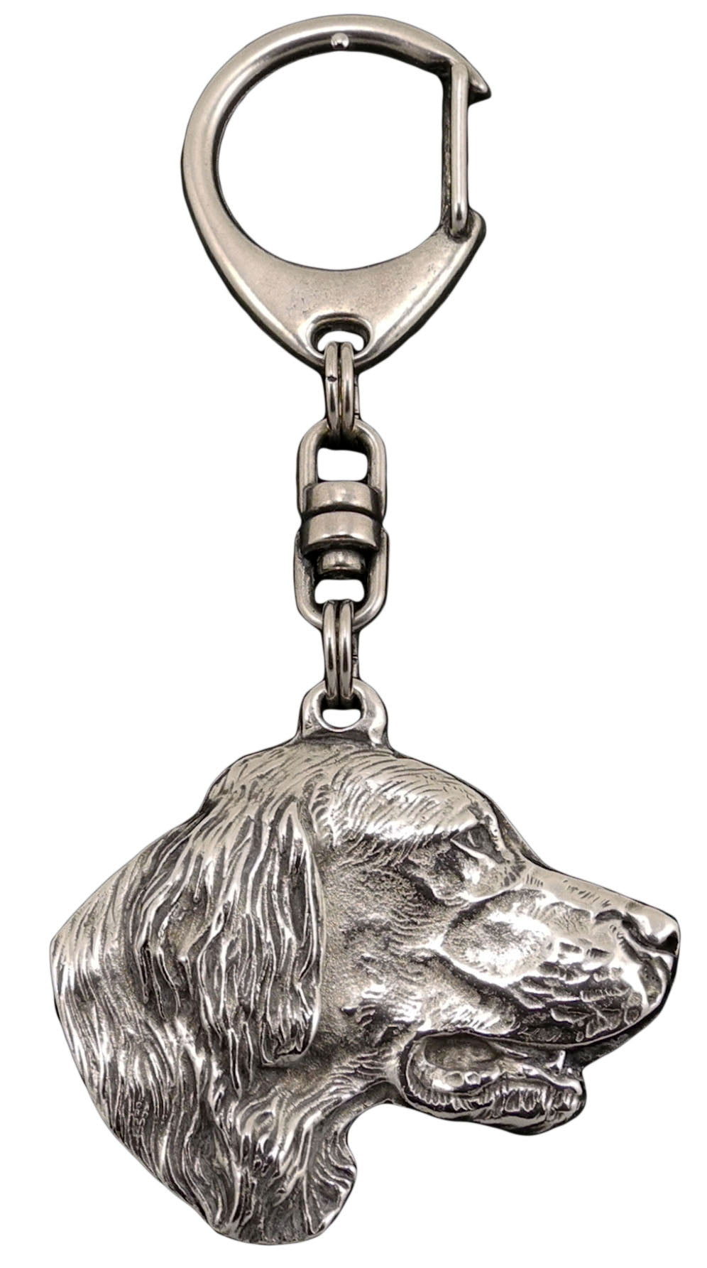 English setter, Lawerack, Laverack - Silver-plated key ring with a dog in a gift box, handbag decoration, backpack pendant by Art-Dog brand