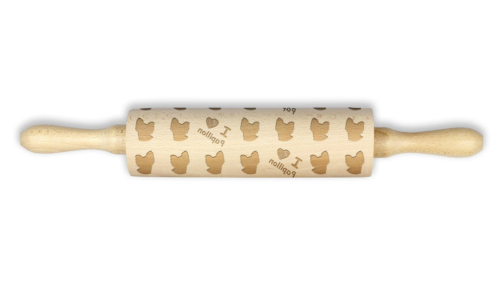 Papillon, Continental Toy Spaniel, Butterfly dog II - patterned rolling pin with a dog, rolling pin for dough and ceramics, a gift for a pastry chef from the Art-Dog brand