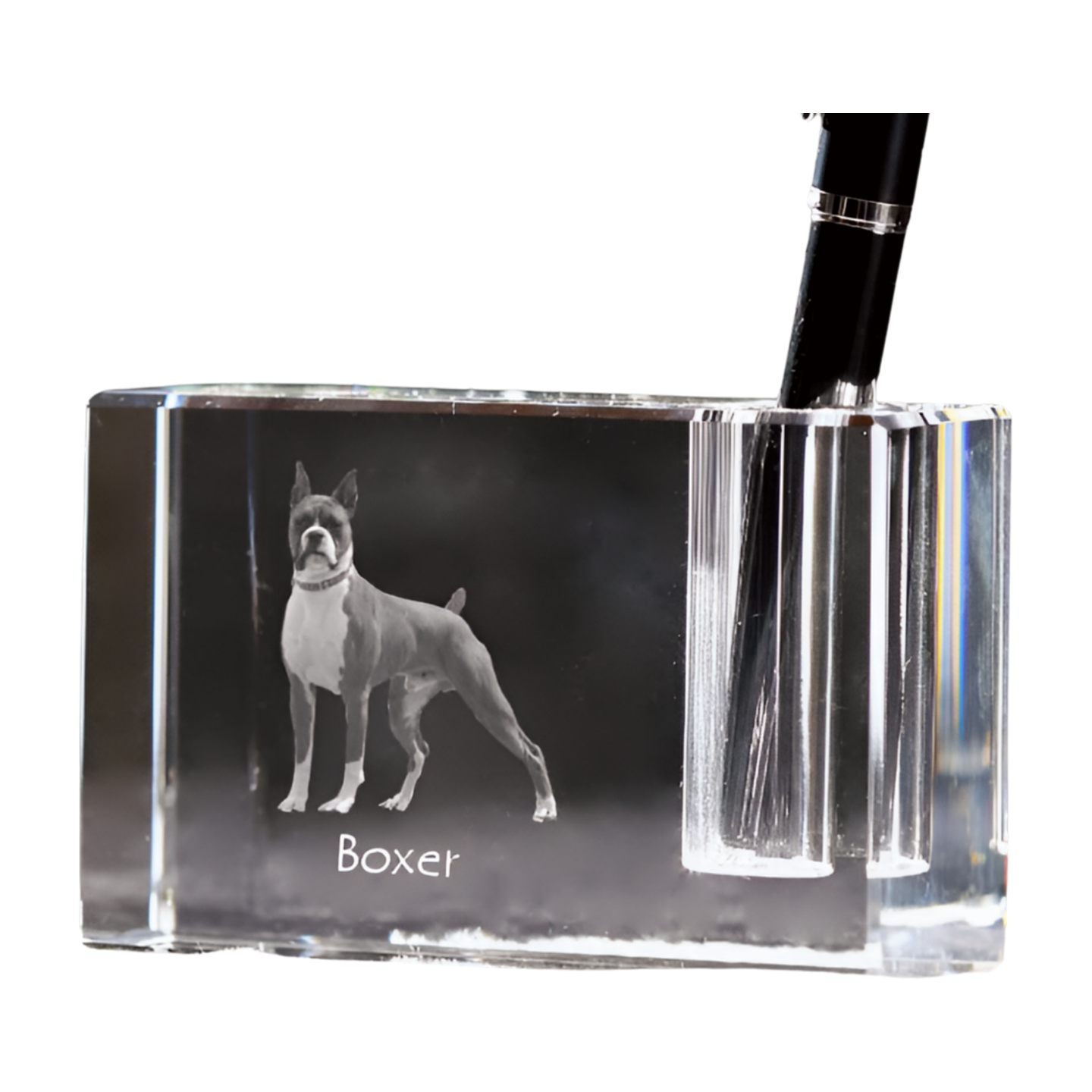 Boxer, German Boxer III - Pen stand, crystal organiser with dog photo, unique desk decoration by Art-Dog brand