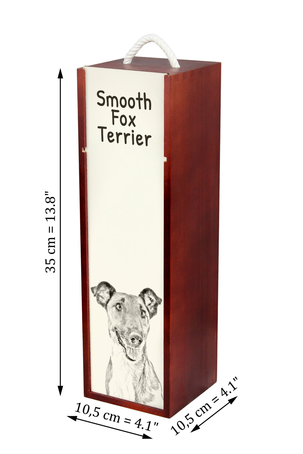 Fox Terrier Smooth - wine box with a dog, alcohol box with graphics, personalized gift box from the Art-Dog brand