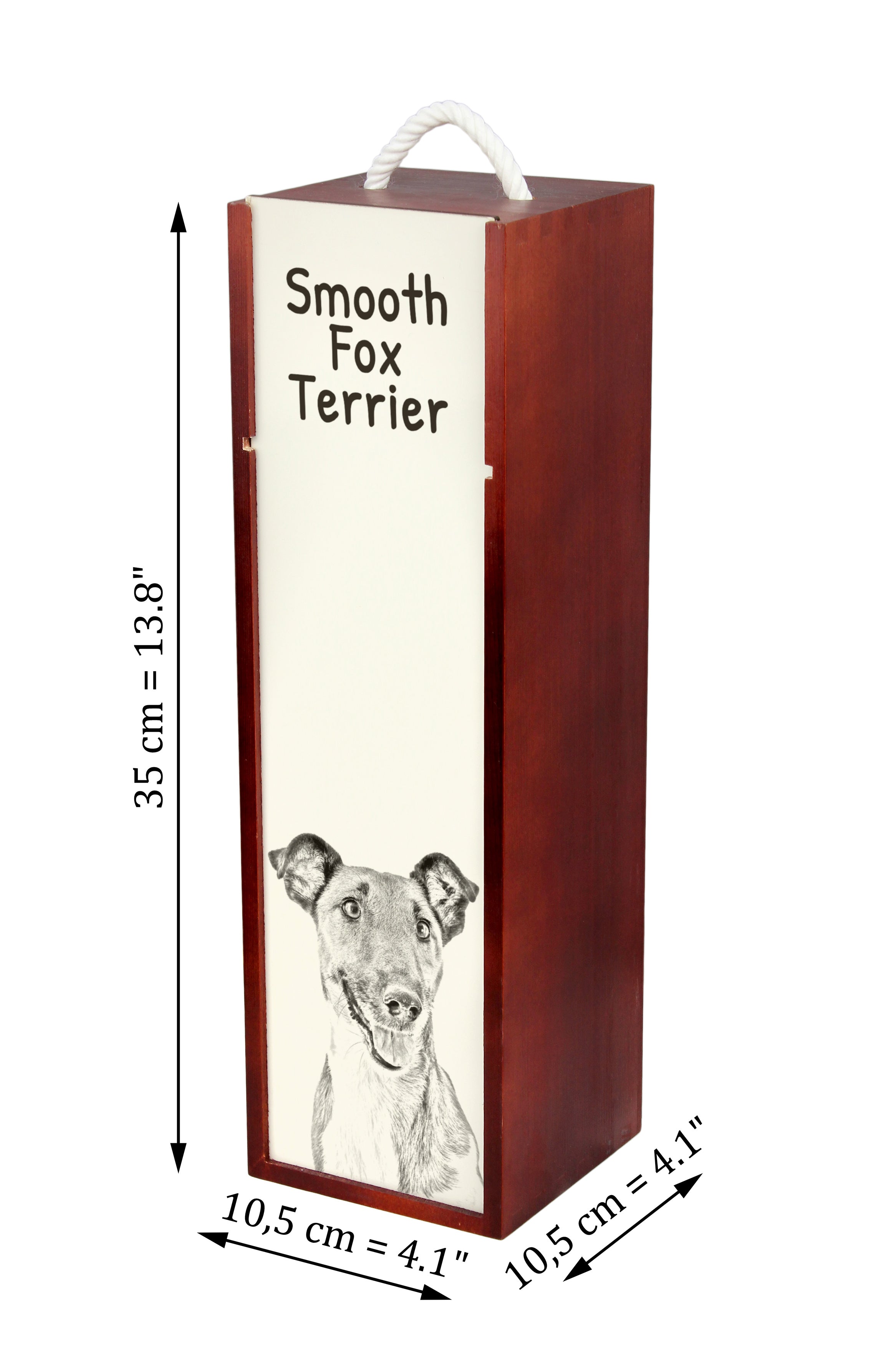 Fox Terrier Smooth - wine box with a dog, alcohol box with graphics, personalized gift box from the Art-Dog brand