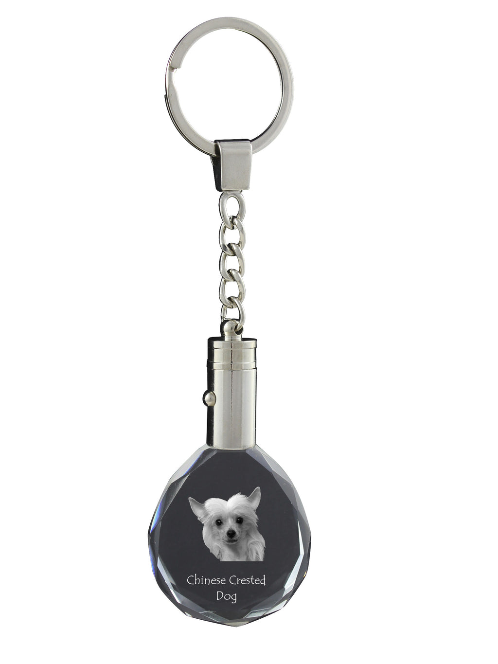 Chinese Crested Dog, Puff - pendant with a photo of a dog, crystal key ring in a gift box, a unique gift by Art-Dog