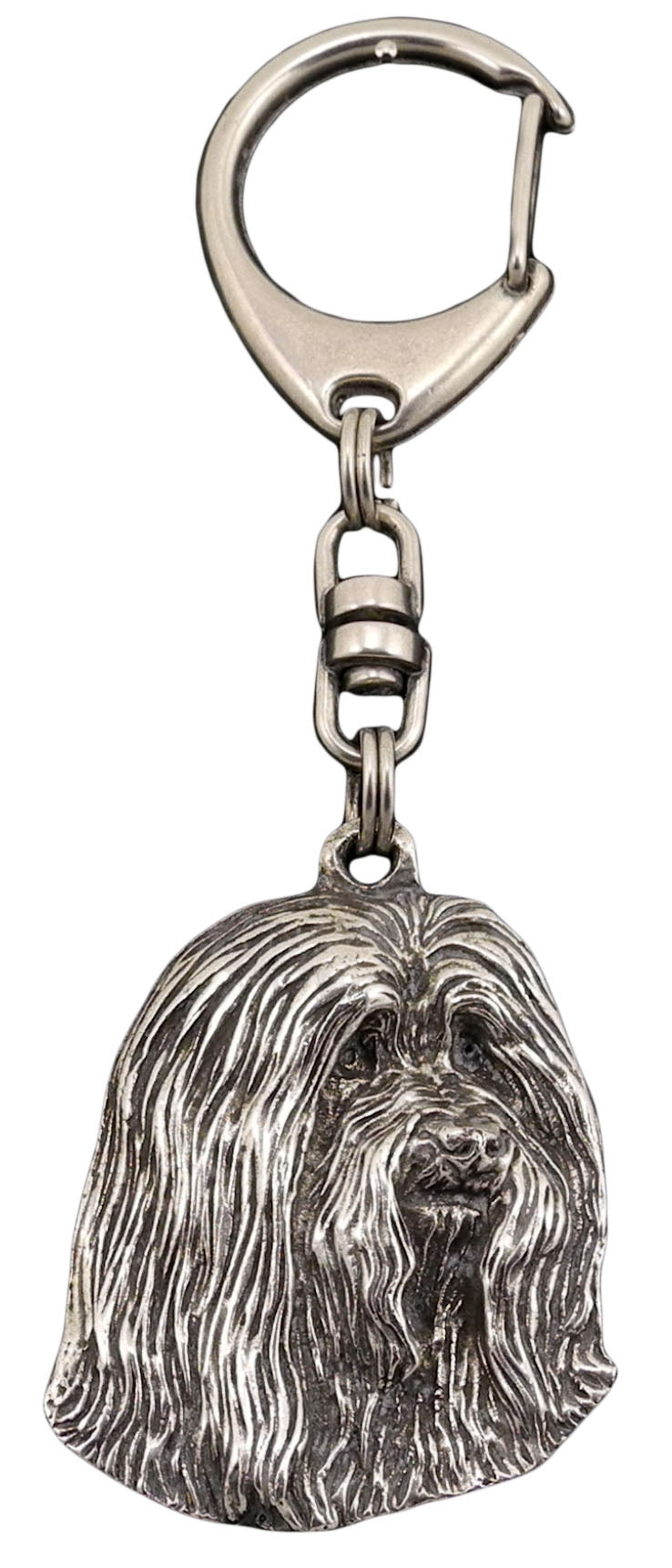 Bearded Collie, Highland Collie, Mountain Collie - Silver-plated key ring with a dog in a gift box, handbag decoration, backpack pendant by Art-Dog brand