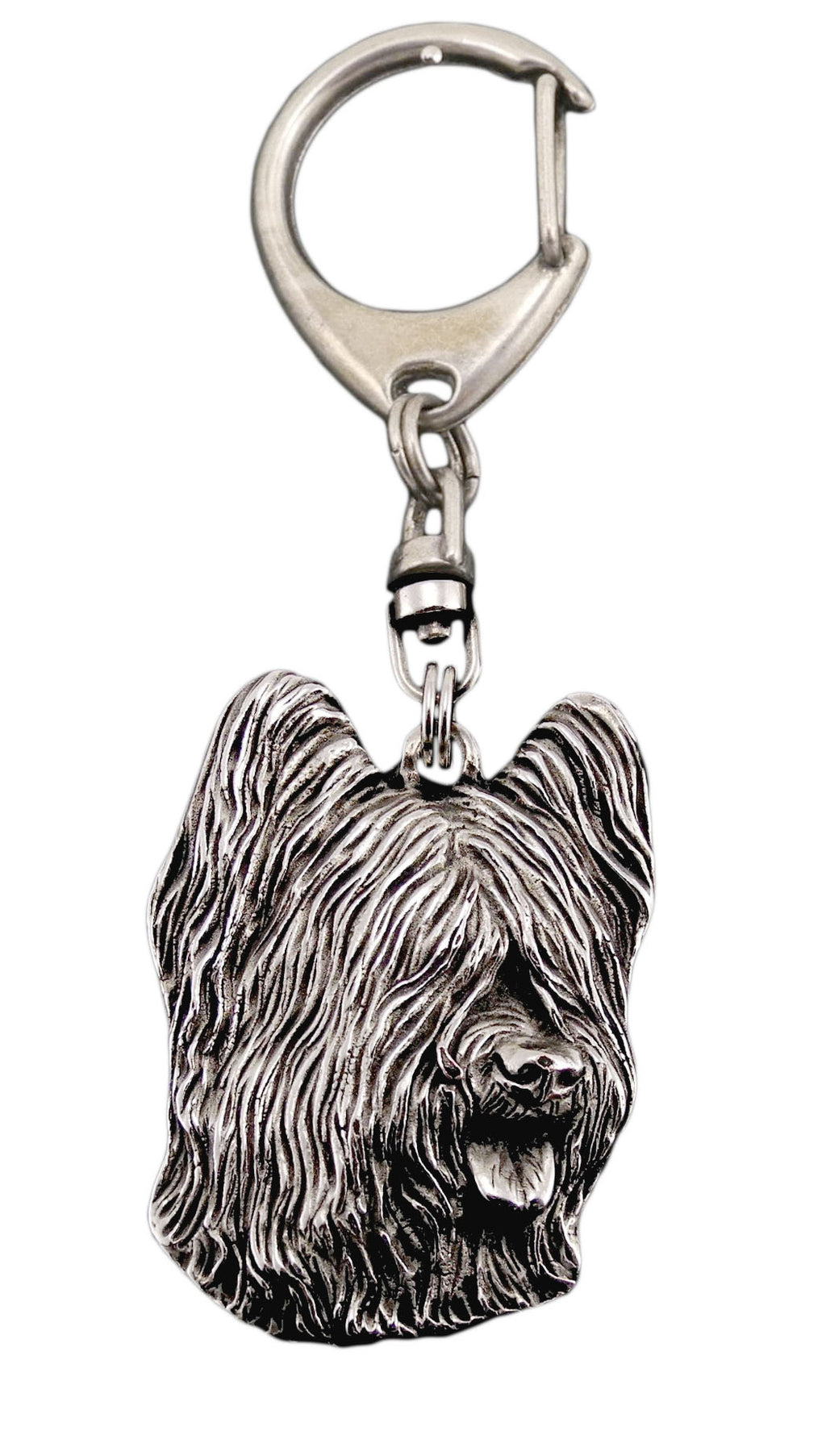 Briard, Berger de Brie - Silver-plated key ring with a dog in a gift box, handbag decoration, backpack pendant by Art-Dog brand