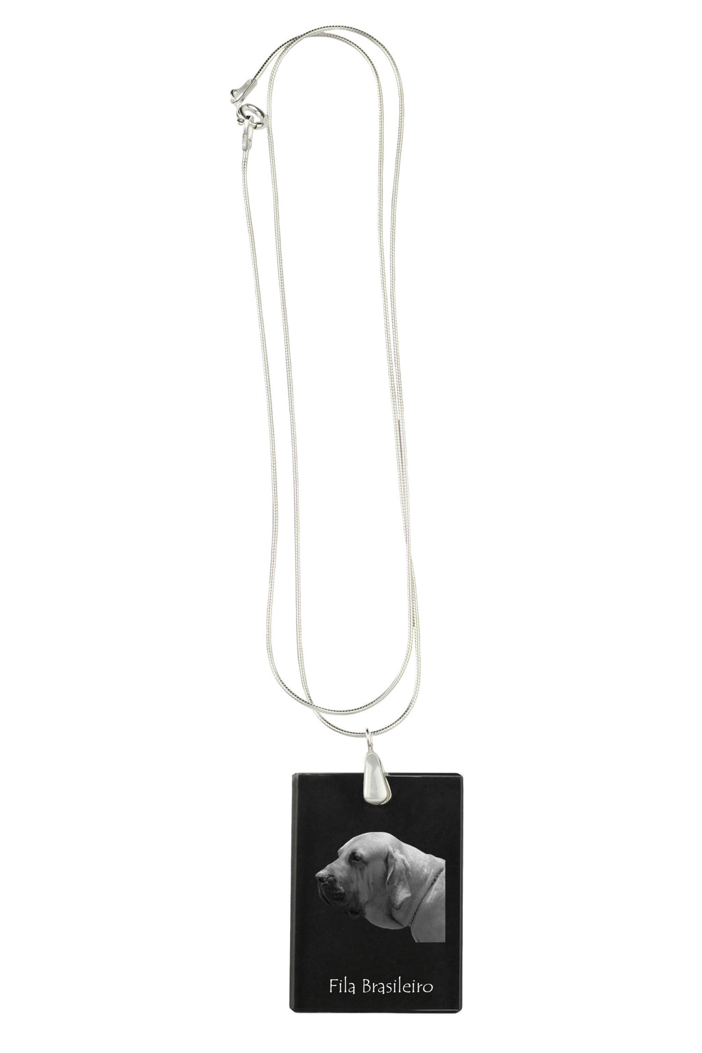 Fila Brasileiro - Crystal pendant with dog, silver necklace with photo, personalised pendant by Art-Dog brand