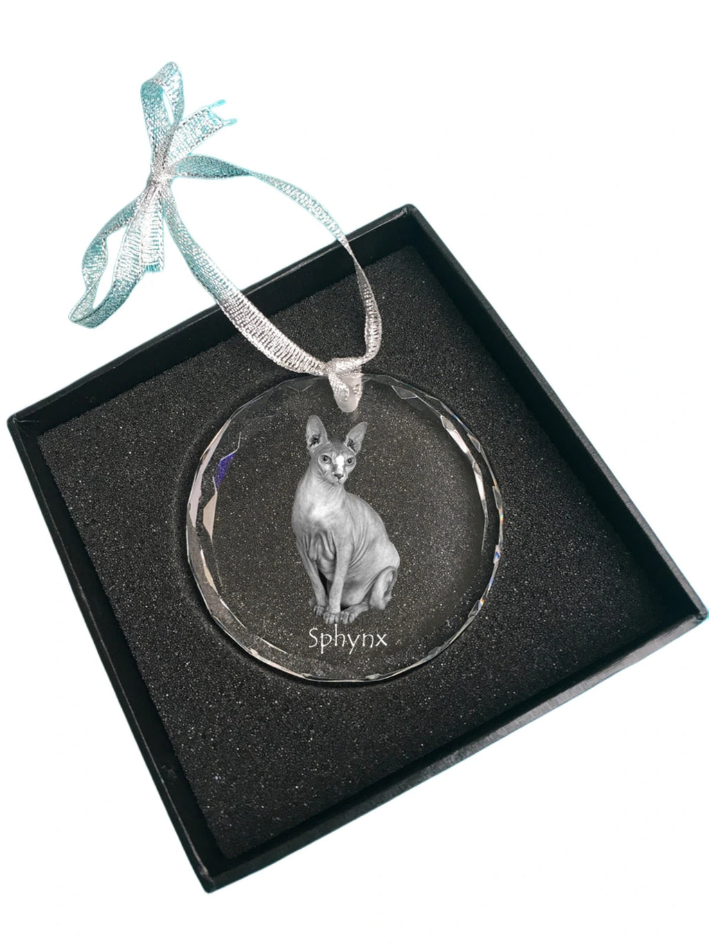 Sphynx - crystal bauble with a photo, photo of a cat in crystal, personalized Christmas tree ornament by Art-Dog brand