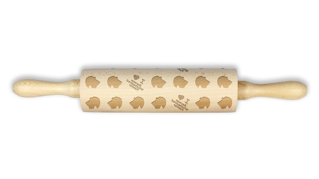 German Wirehaired Pointer - patterned rolling pin with a dog, rolling pin for dough and ceramics, a gift for a pastry chef from the Art-Dog brand