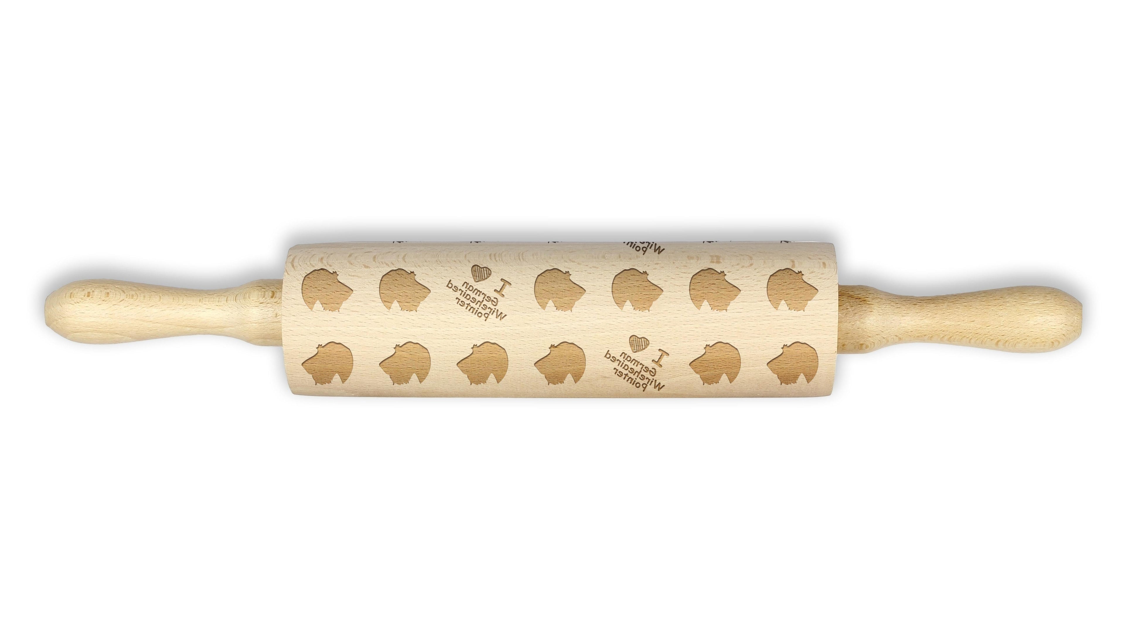 German Wirehaired Pointer - patterned rolling pin with a dog, rolling pin for dough and ceramics, a gift for a pastry chef from the Art-Dog brand