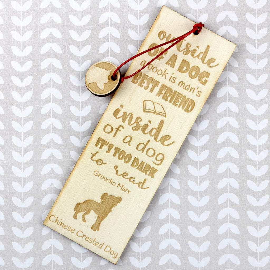 Chinese Crested Dog, Puff - dog bookmark, personalized bookmark, gift for bookworm from Art-Dog brand