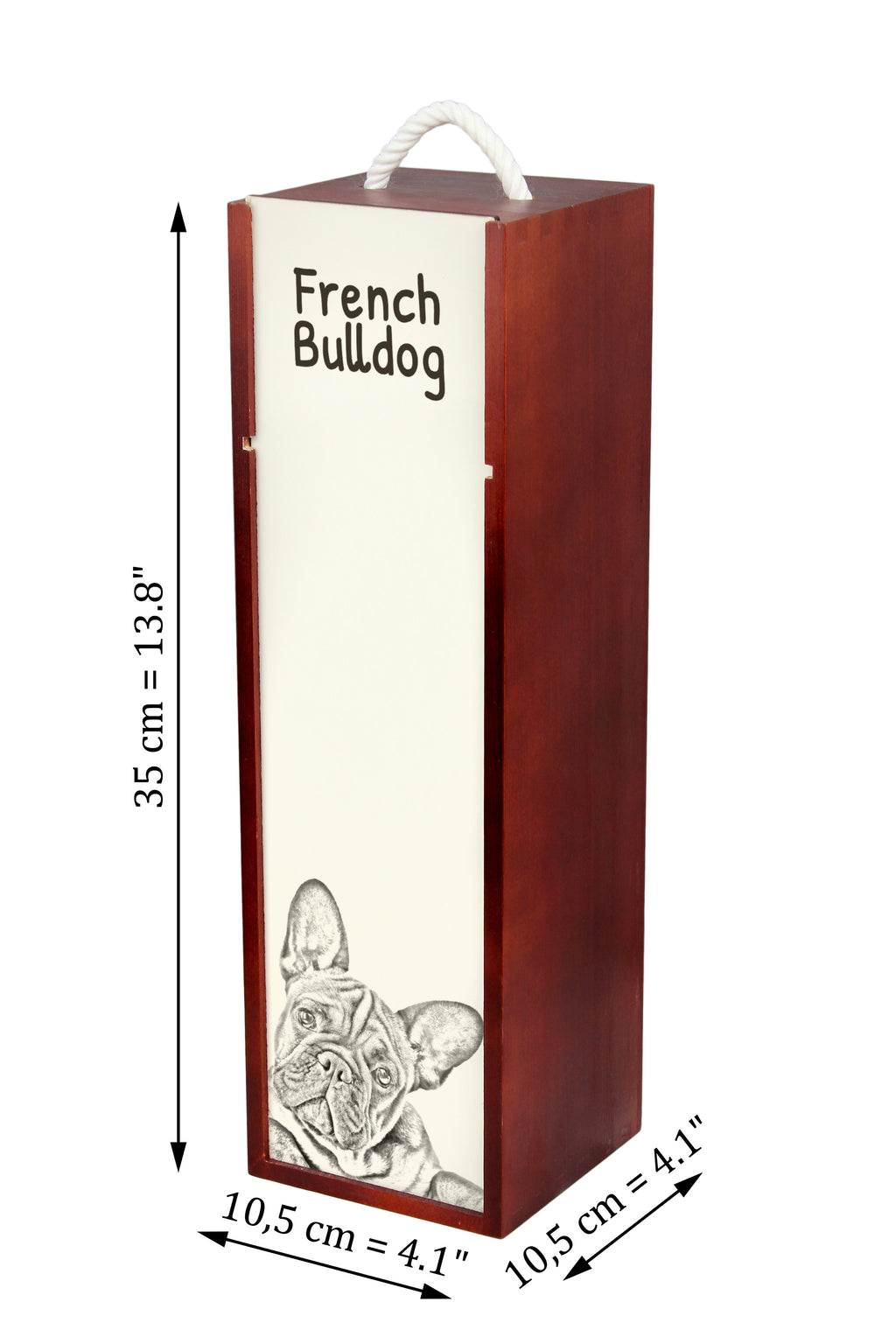 French Bulldog, Frenchie - wine box with a dog, alcohol box with graphics, personalized gift box from the Art-Dog brand