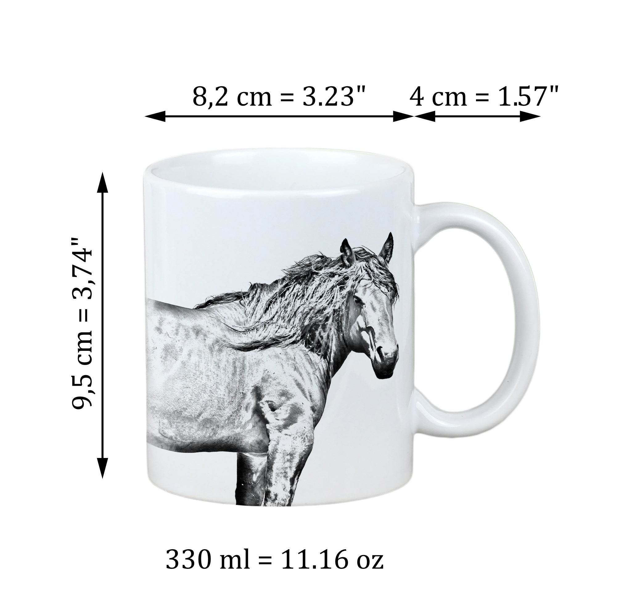 Basque Mountain Horse - cup with a horse, cute cup with graphics, a gift with your photo from the Art-Dog brand