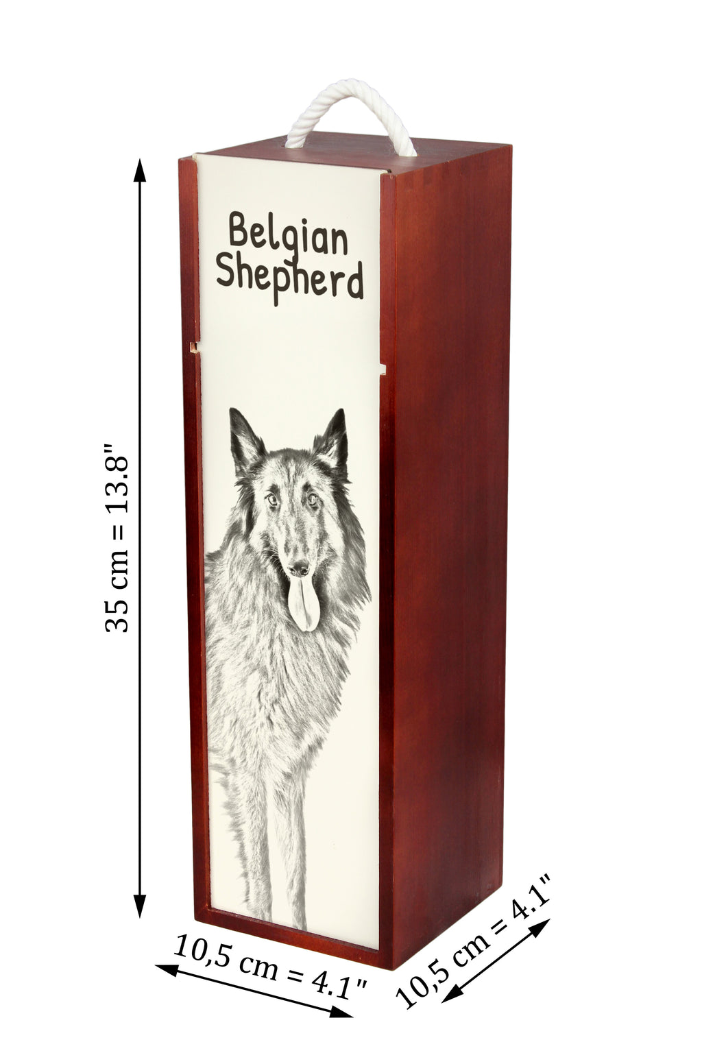 Belgian Shepherd Dog, Belgian Sheepdog I - wine box with a dog, alcohol box with graphics, personalized gift box from the Art-Dog brand
