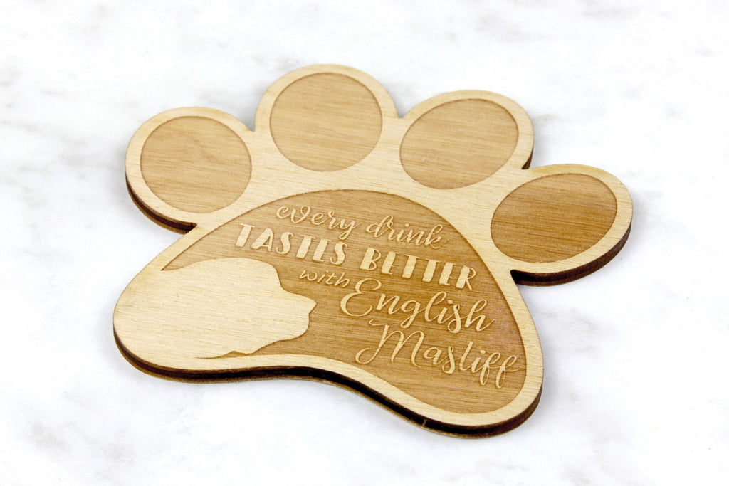 English Mastiff - Mug coaster, engraved coaster with dog, gift for dog lover by Art-Dog brand