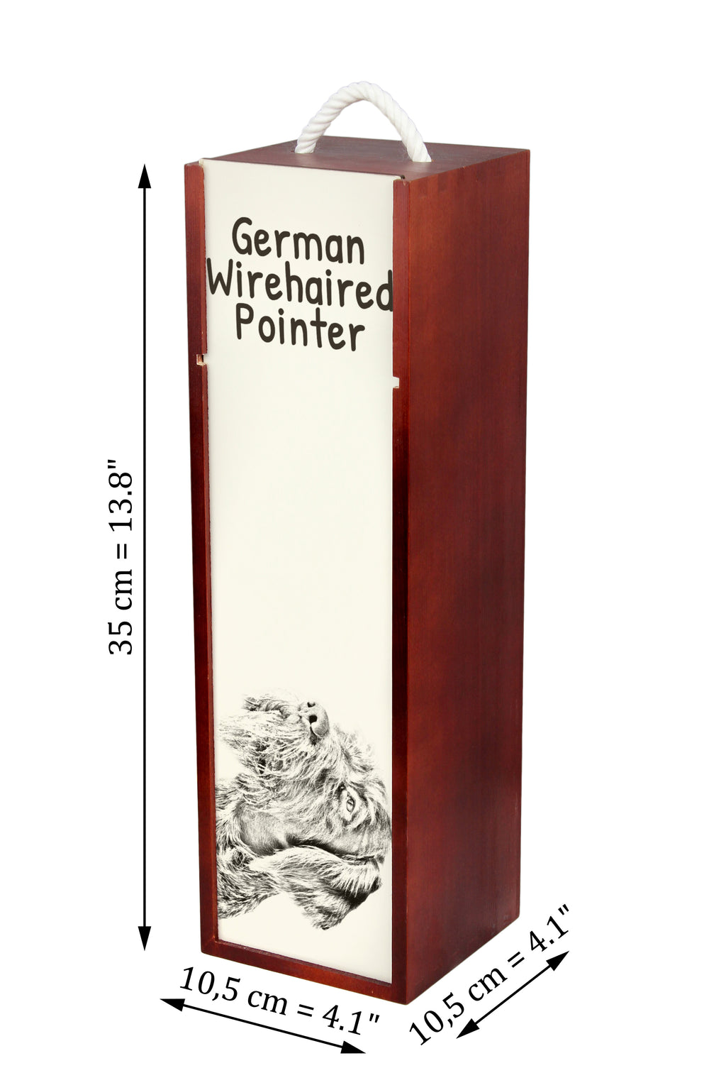 German Wirehaired Pointer I - wine box with a dog, alcohol box with graphics, personalized gift box from the Art-Dog brand