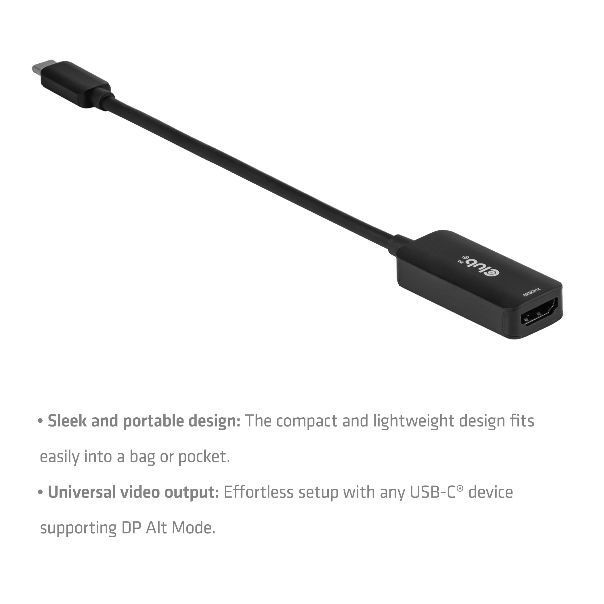CLUB3D CAC-2505 câble vidéo et adaptateur 0,12 m USB Type-C HDMI + USB Noir