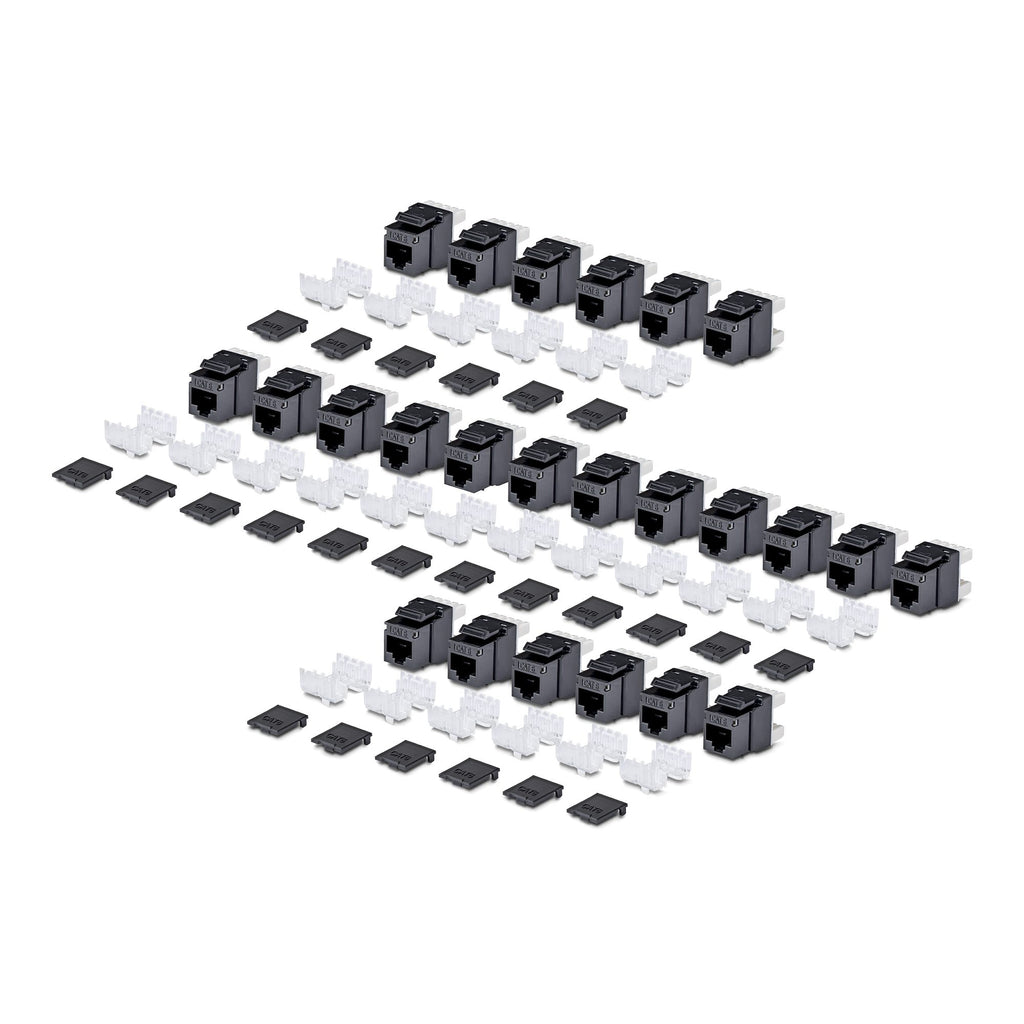 StarTech.com Jack Keystone Cat6, Lot de 24 Prises Ethernet RJ45 Keystone, Prise Murale UTP Cat6, Connecteur à 180 Degrés