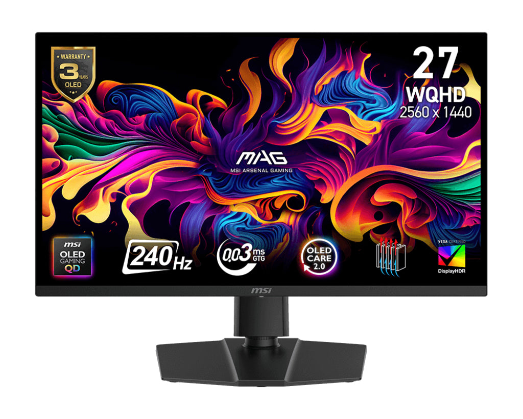 MSI MSI MAG 273QP QD-OLED X24 écran plat de PC 68,6 cm (27") 2560 x 1440 pixels Wide Quad HD Noir