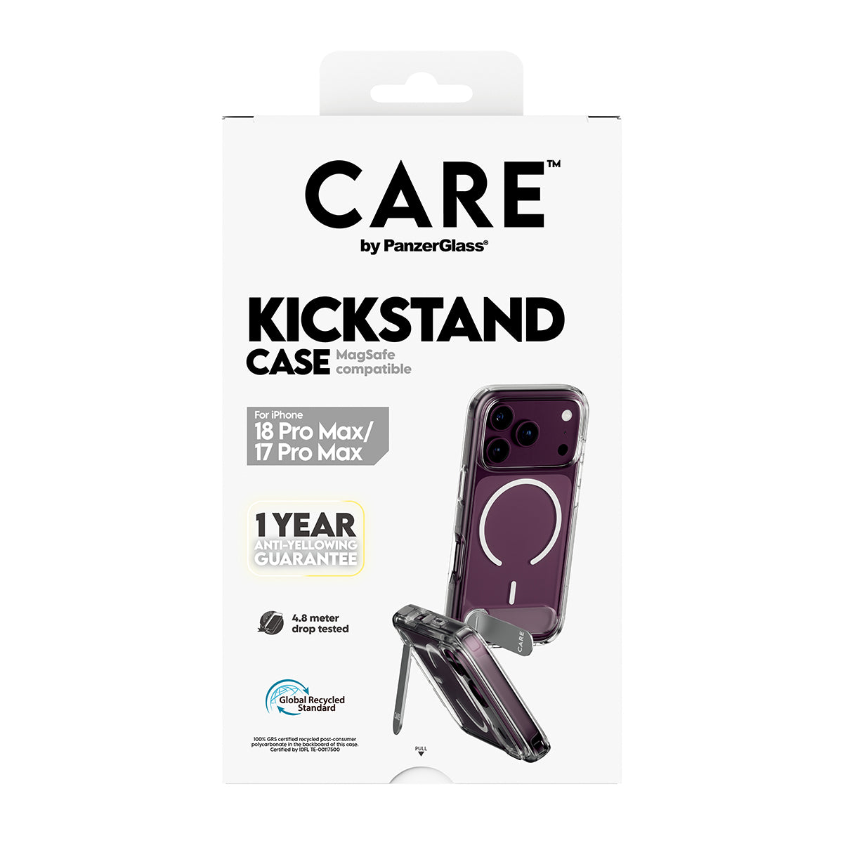 PanzerGlass CARE™ by ® Kickstand Case Transparent w. White MagSafe iPhone 2026 Pro Max | 17 Pro Max coque de protection 