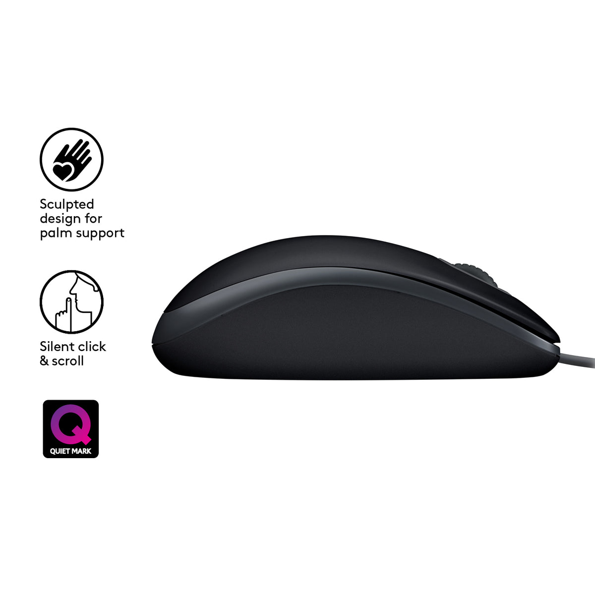 Logitech B110 Souris Optique Filaire Silencieuse, Noir