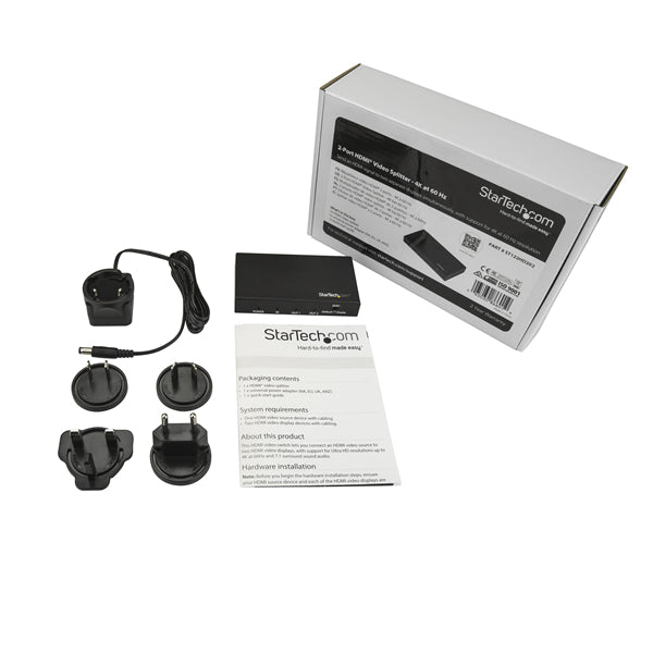 StarTech.com Répartiteur HDMI 1 entrée 2 sorties 4K 60 Hz HDR