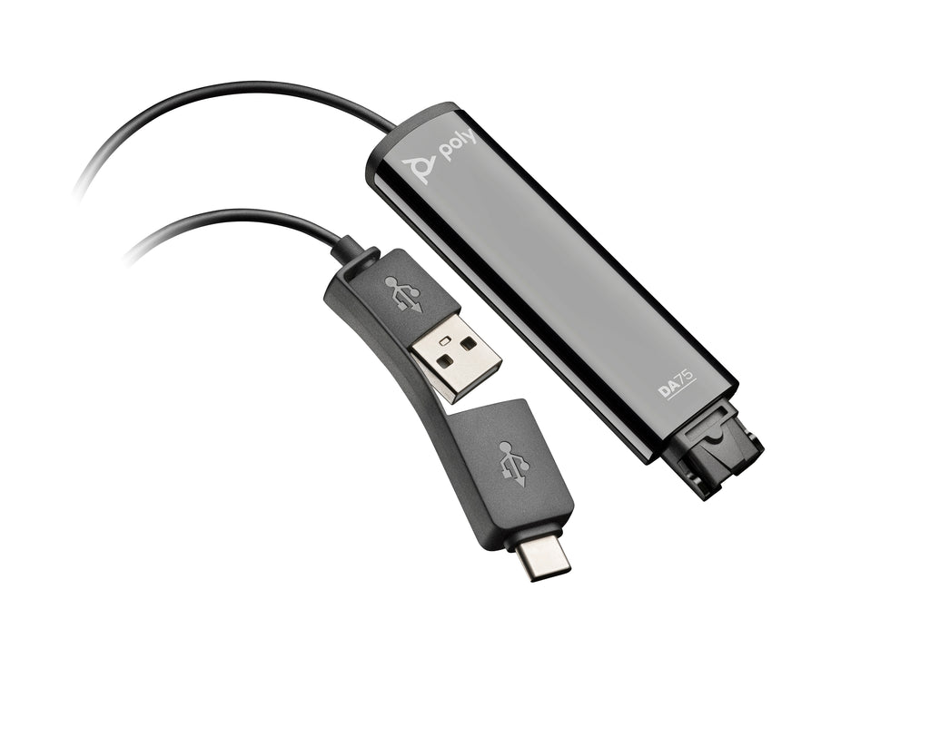 HP Poly Adaptateur Poly DA75 USB vers QD Noir TAA