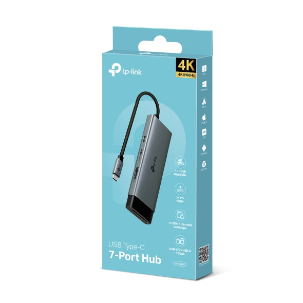 TP-Link UH7020C Hub USB 3.2 Gen 1 Type-C, 5000 Mbit/s, HDMI, Lecteur SD/MicroSD