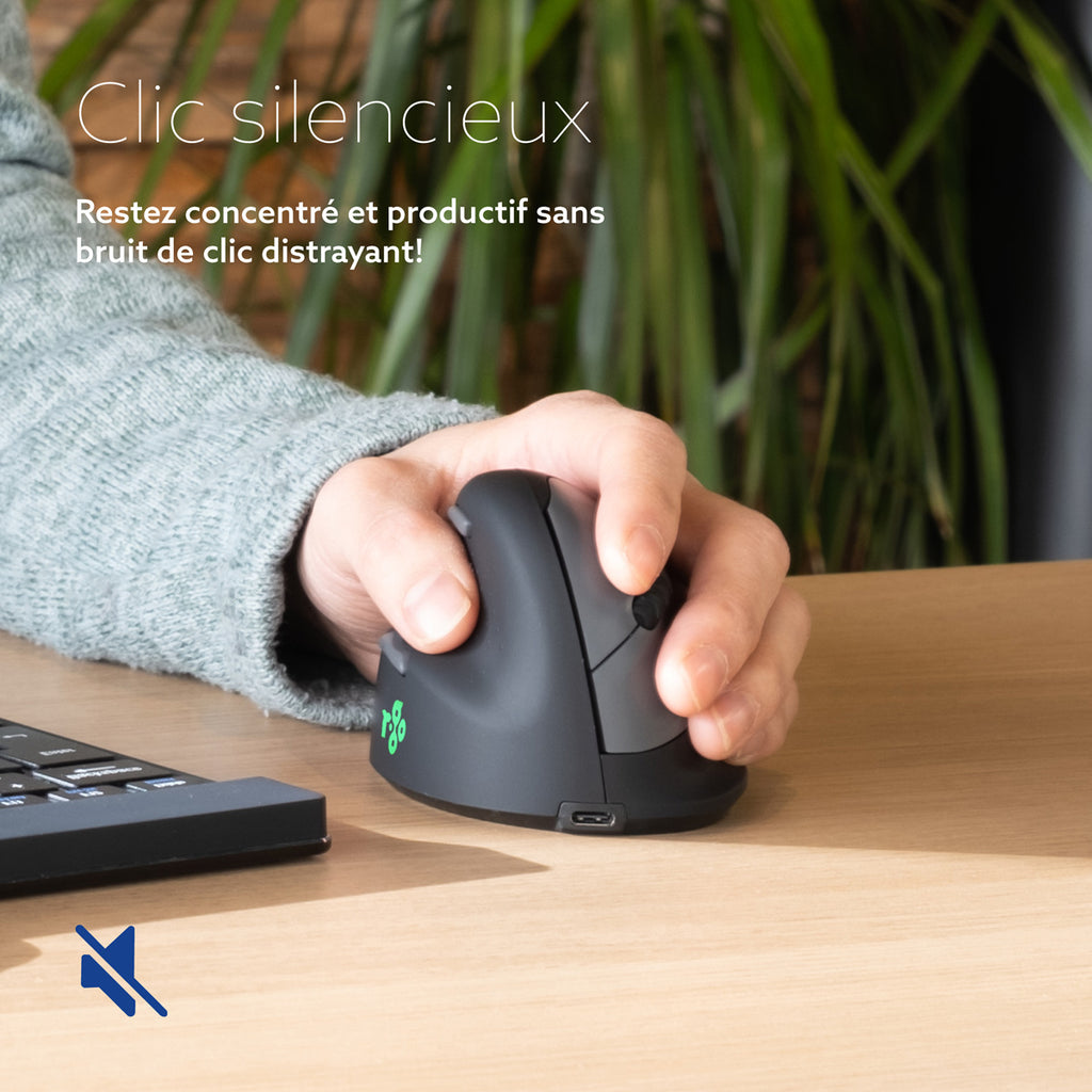 R-Go Tools Souris Ergonomique HE Break, Gaucher, Taille Medium (165-185 mm), Bluetooth, Noir