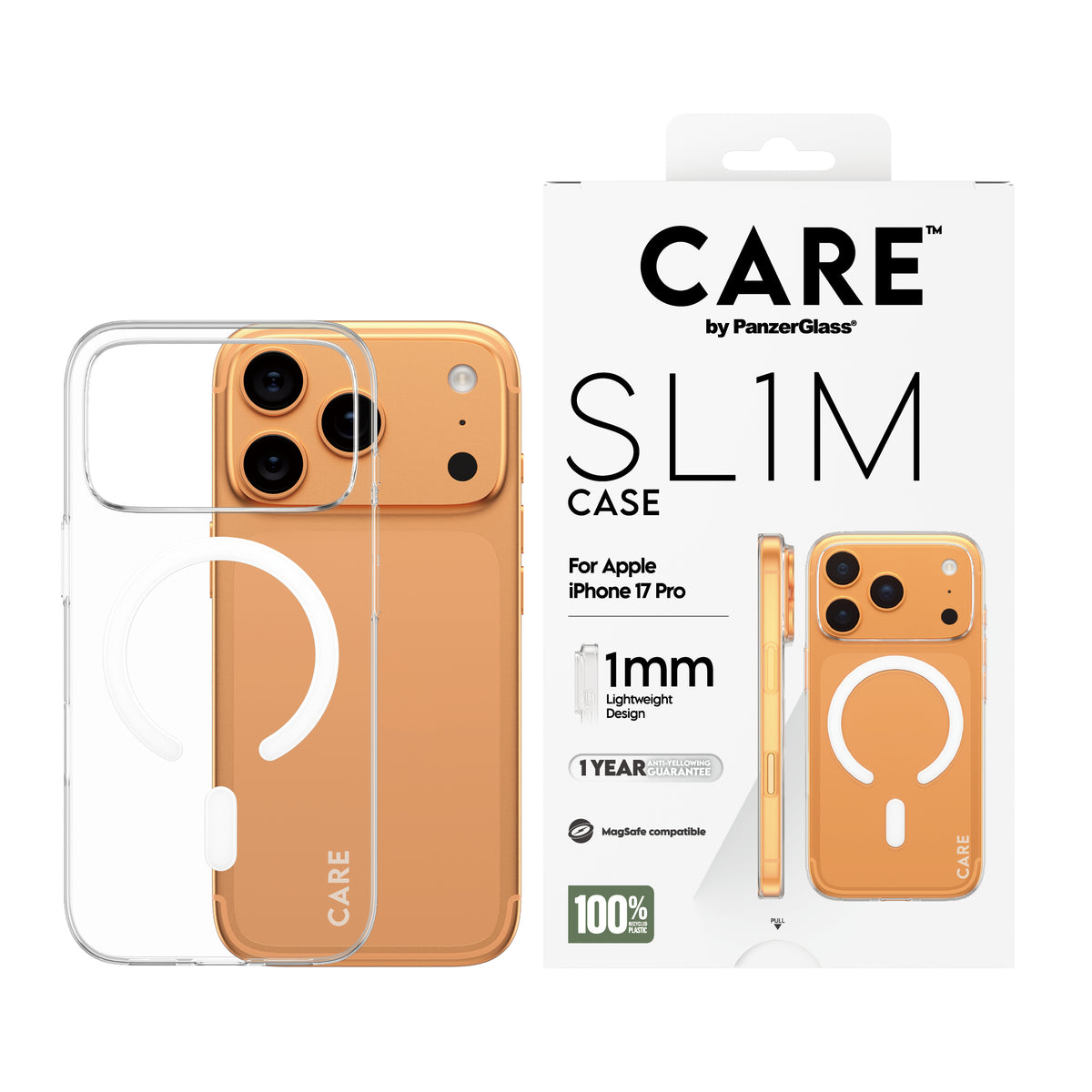 PanzerGlass CARE™ by ® SL1M Case Transparent w. MagSafe iPhone 17 Pro coque de protection pour téléphones portables Hous