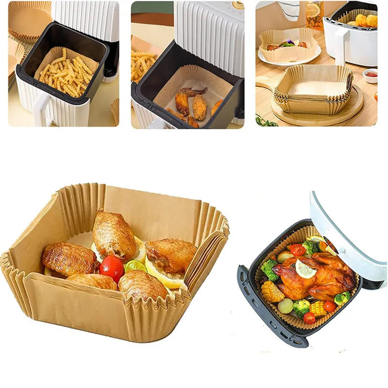 100x WKŁAD AIR FRYER PAPIER WKŁADY PAPIEROWE DO FRYTKOWNICY BEZTŁUSZCZOWEJ