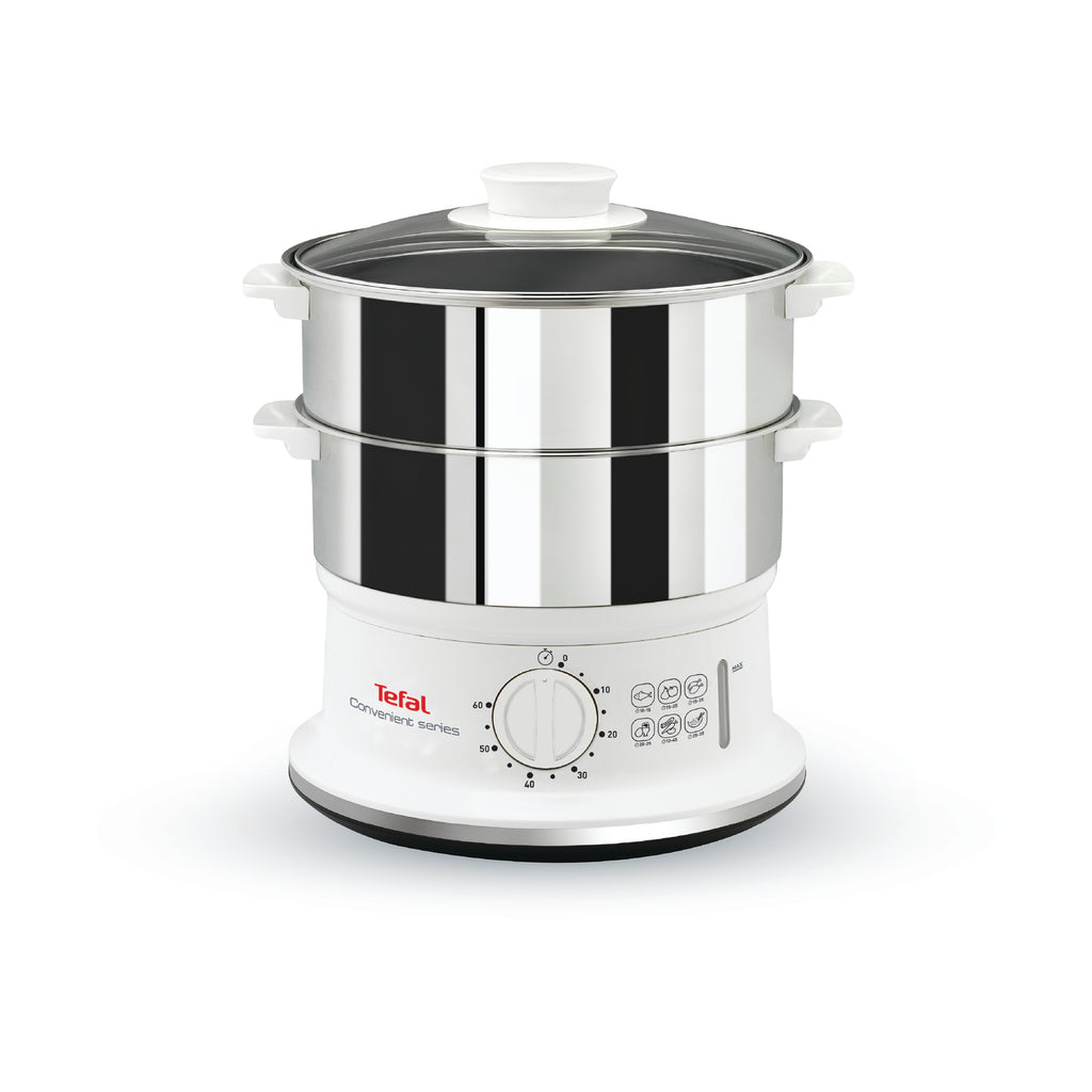 Tefal VC1451 cuiseur vapeur 2 Nombre de paniers Pose libre 900 W Blanc, Acier inoxydable