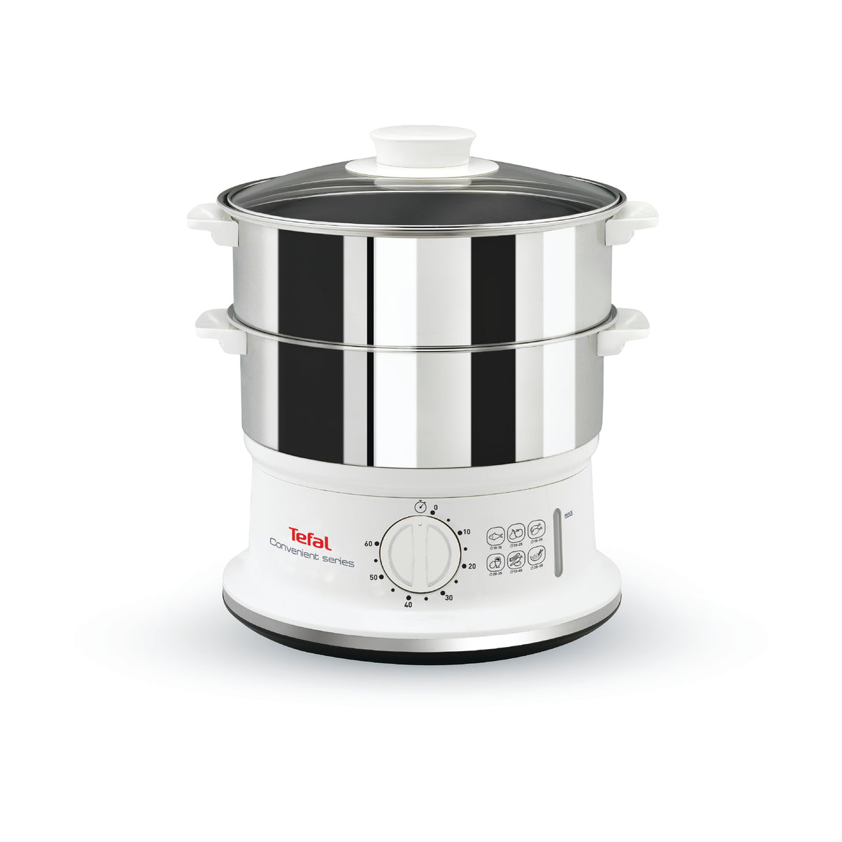 Tefal VC1451 cuiseur vapeur 2 Nombre de paniers Pose libre 900 W Blanc, Acier inoxydable