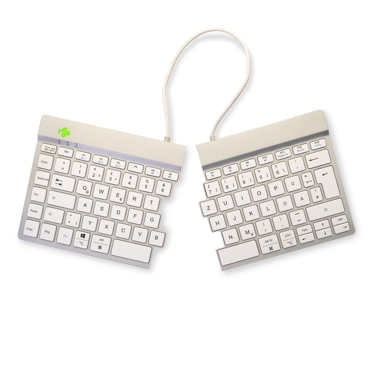 R-Go Tools Clavier ergonomique R-Go Split Break avec logiciel de pause, clavier ergonomique divisé, QWERTZ (DE), bluetoo