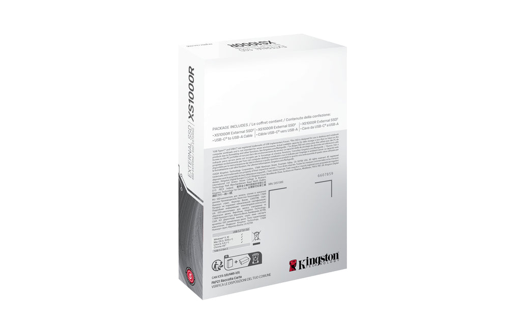 Kingston Technology XS1000 SSD Portable 2To USB 3.2 Gen 2, Rouge