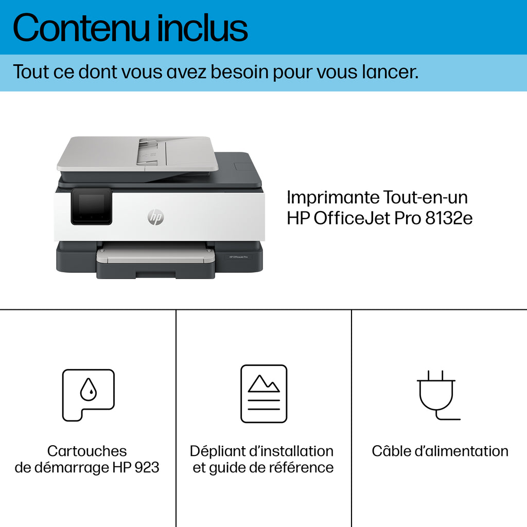 HP OfficeJet Pro 8132e Sans fil All-in-One Couleur Imprimante, Instant Ink; Impression recto-verso