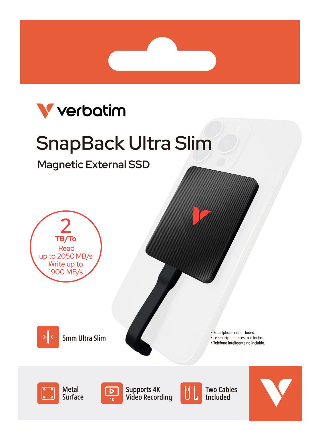Verbatim SnapBack Ultra Slim SSD 2TB 2 To USB Type-C USB 3.2 Gen 2x2 Noir