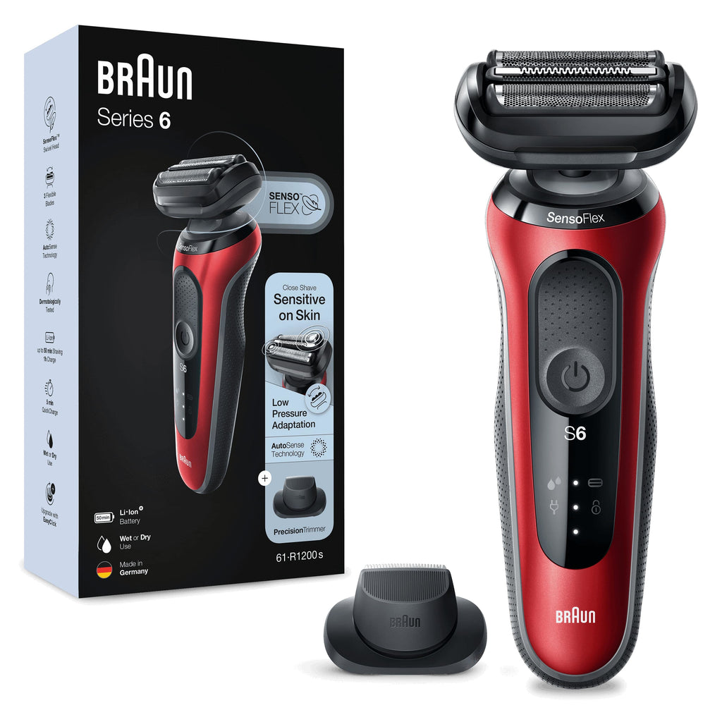 Braun Series 6 61-R1200s Rasoir à grille Tondeuse Noir, Rouge
