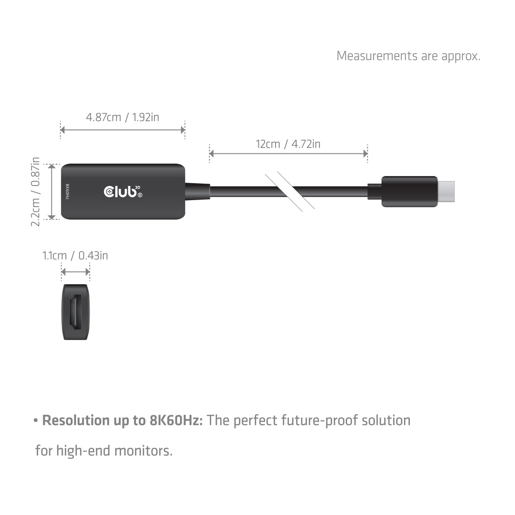 CLUB3D CAC-2505 câble vidéo et adaptateur 0,12 m USB Type-C HDMI + USB Noir