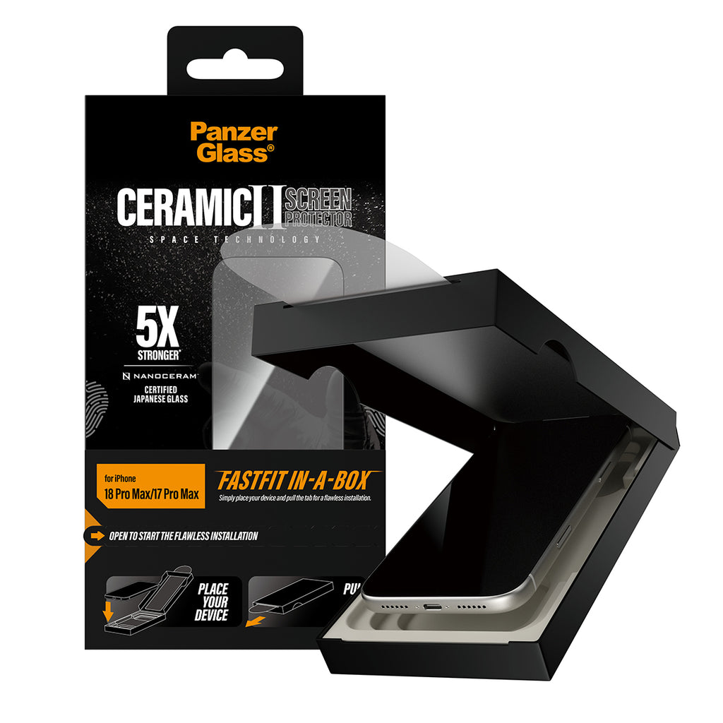 PanzerGlass ® Ceramic Screen Protector iPhone 2026 Pro Max | 17 Pro Max w. FASTFIT IN-A-BOX Protection d'écran transpare