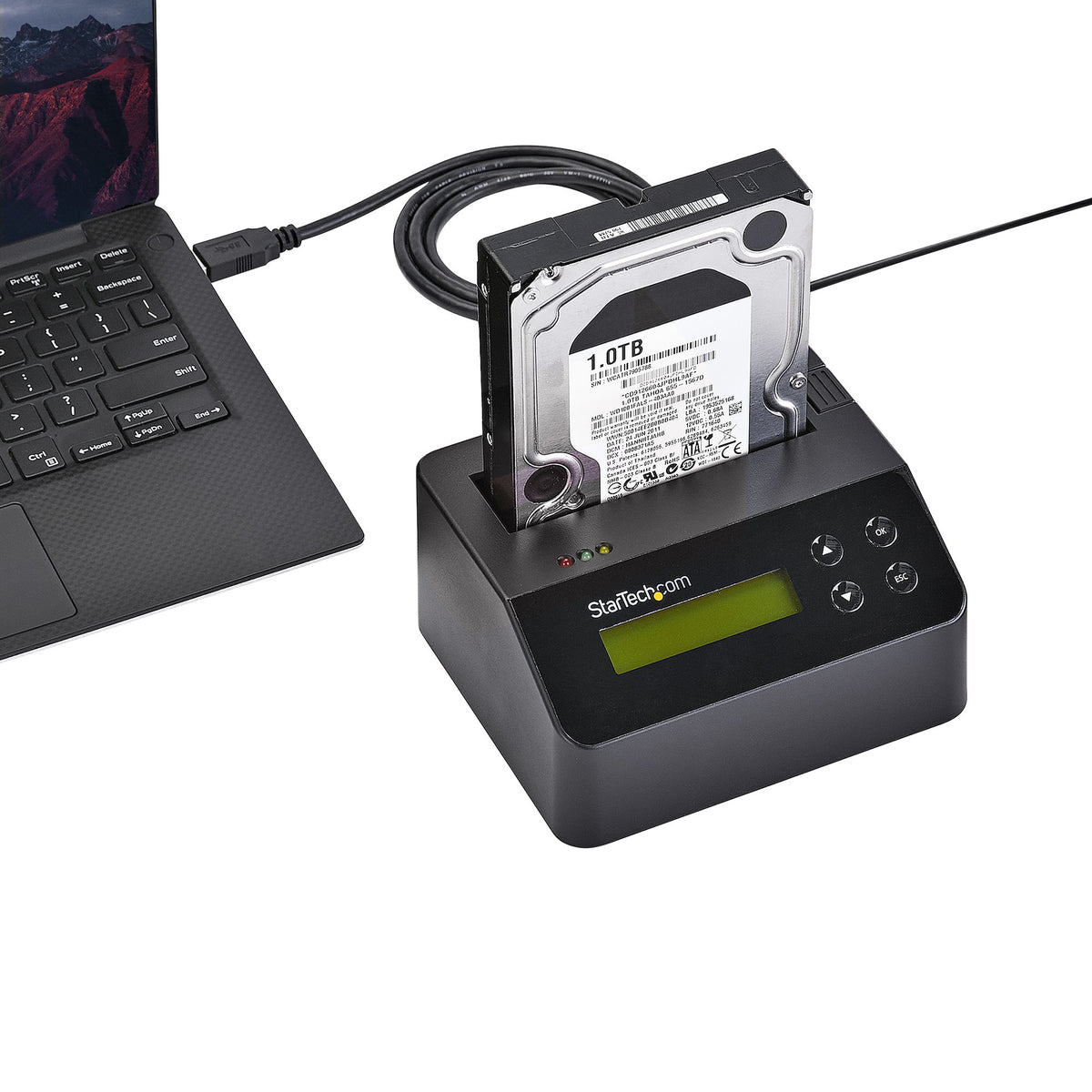 StarTech.com Effaceur de Disque Dur Baie Unique USB 3.0 vers SATA II, 9 Modes d'Effacement, Écran LCD, Conforme TAA