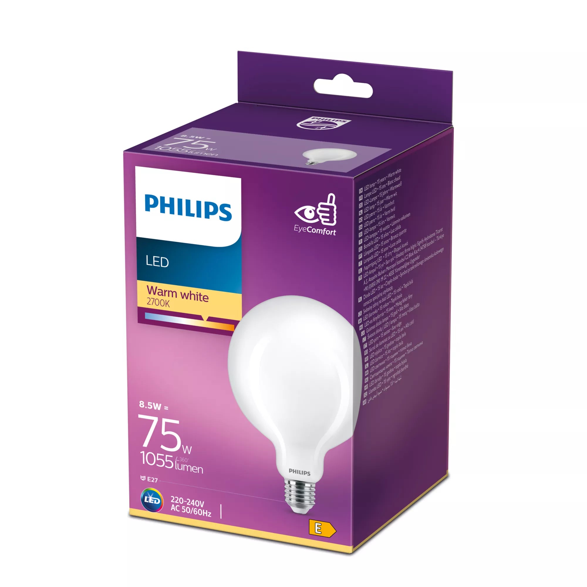 Philips Ampoule dépolie Filament 75 W G120 E27