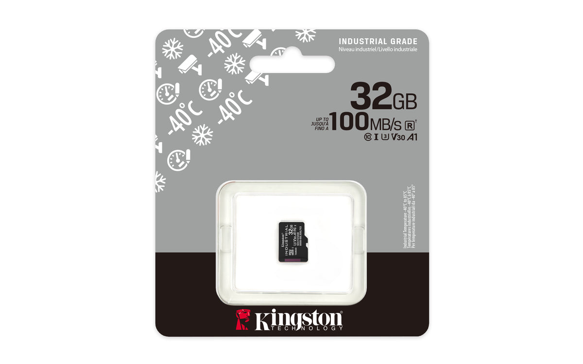 Kingston Technology Carte 32GB microSDHC Industrielle C10 A1 pSLC emballage individuel sans adaptateur