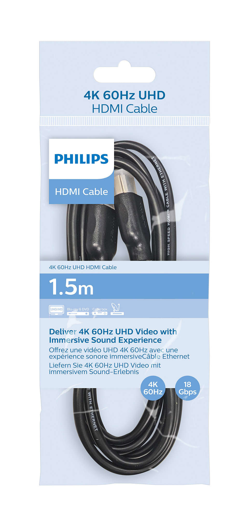Philips SWV5510/00 câble HDMI 1,5 m HDMI Type A (Standard) Noir