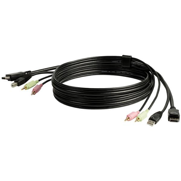 StarTech.com Câble de commutateur KVM DisplayPort USB 4 en 1 de 1,8 m avec audio et microphone