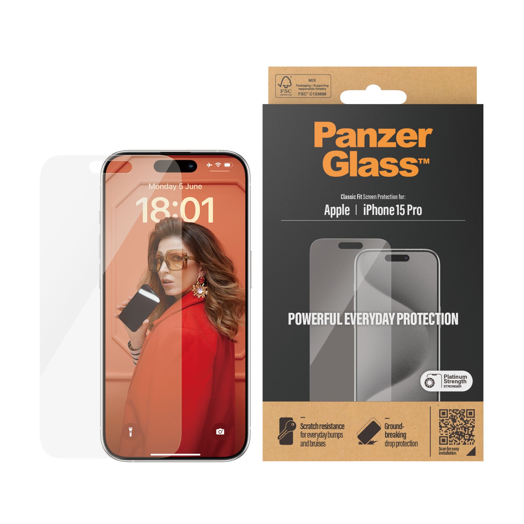 PanzerGlass ® Screen Protector iPhone 15 Pro | Classic Fit Protection d'écran transparent Apple 1 pièce(s)