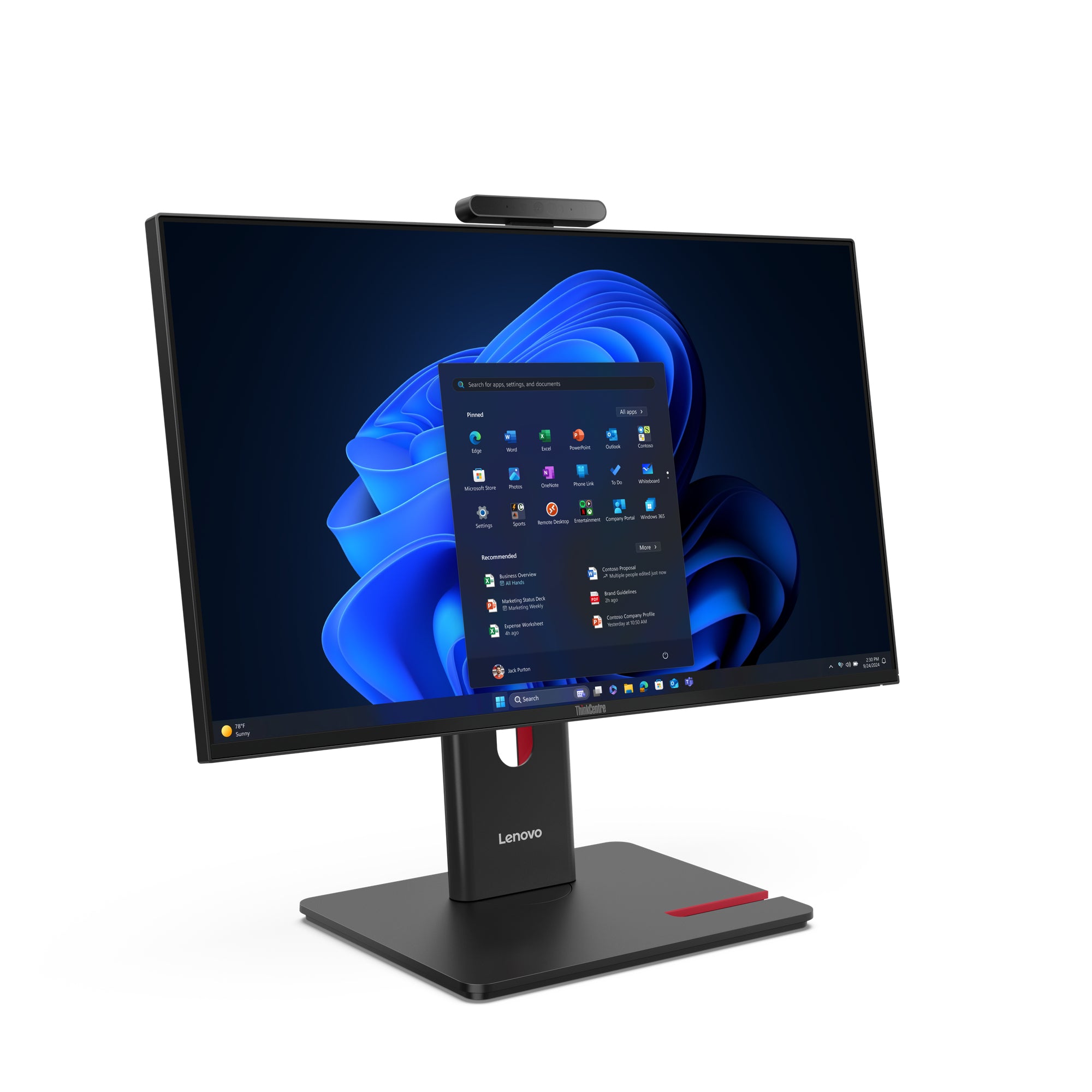 Lenovo ThinkCentre M70a Gen 6 Intel Core Ultra 5 235T 60,5 cm (23.8") 1920 x 1080 pixels PC All-in-One 16 Go DDR5-SDRAM 512 Go SSD Windows 11 Pro Wi-Fi 6E (802.11ax) Noir