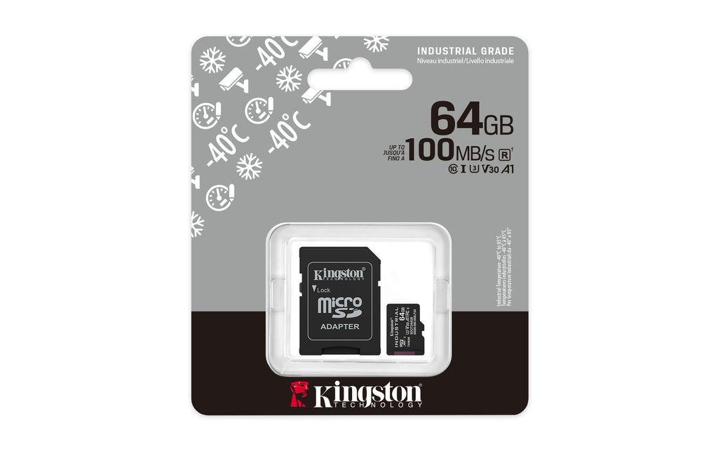Kingston Technology Carte 64GB microSDXC Industrielle C10 A1 pSLC + adaptateur SD