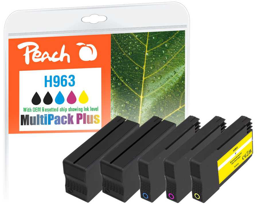 Peach 6ZC70AE cartouche d'encre 5 pièce(s) Compatible Noir, Cyan, Magenta, Jaune