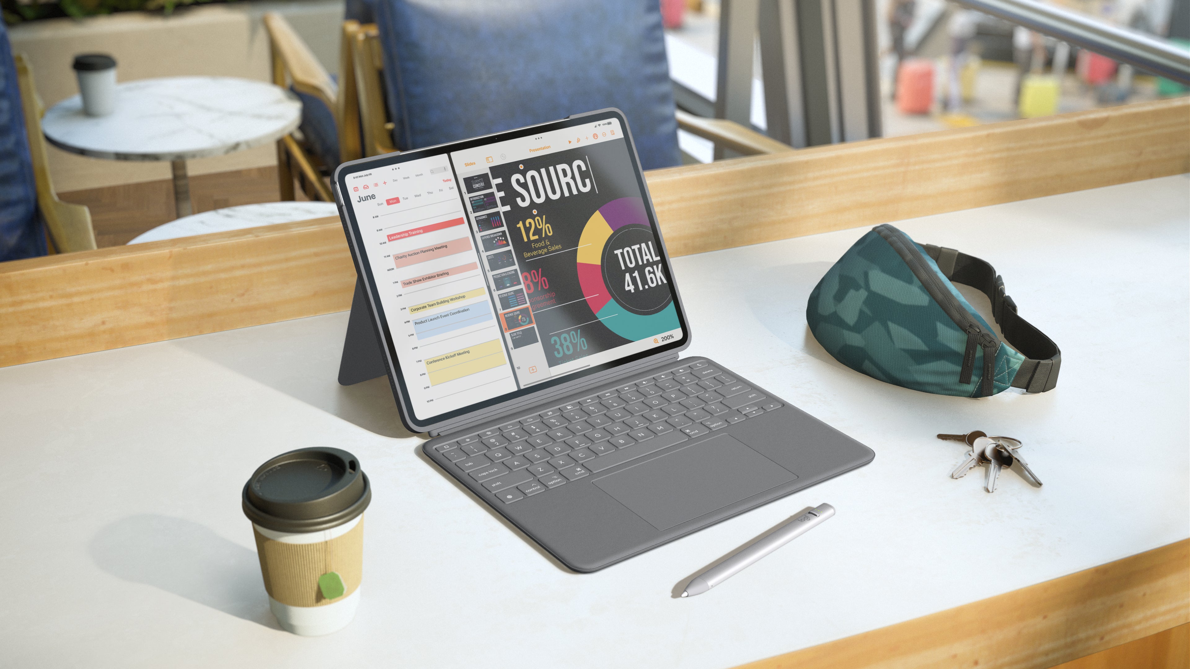 Logitech Combo Touch QWERTY Danés, Finlandés, Noruego, Sueco Smart Connector Gris