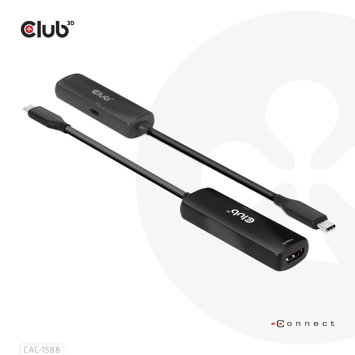 CLUB3D CAC-1588 Adaptateur Câble Vidéo USB Type-C vers HDMI, Noir, 0,17 m