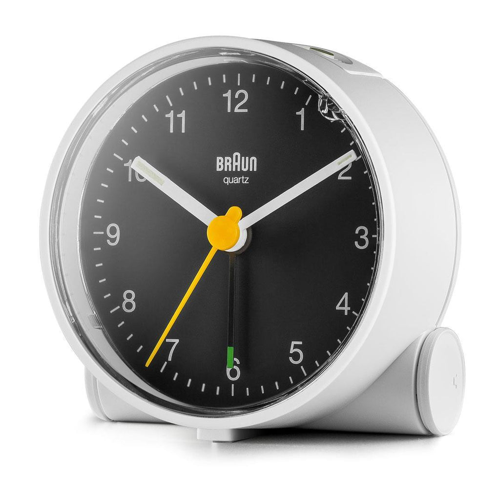 Braun BC01WB Réveil à Quartz Analogique, Noir et Blanc
